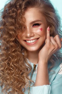 Pretty girl with curls hairstyle