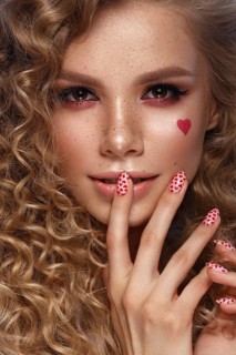 Pretty girl with curls hairstyle