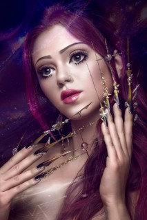 Beautiful girl with art make up in anime style