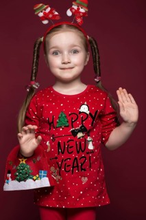 Funny little girl in the New Year's image