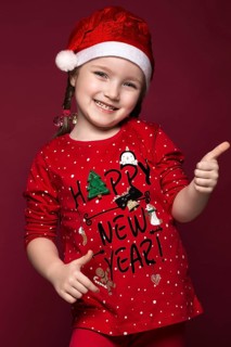 Funny little girl in the New Year's image