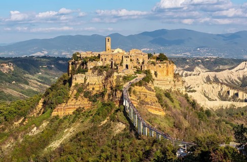 View of old hill-top town of Civita di Bagnoregio