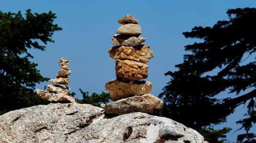 Cairns on boulders