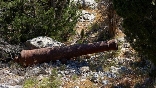 Old rusty cannon barrel