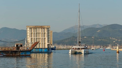 Opened swing bridge