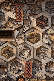 Insect hotel made of natural materials such as clay
