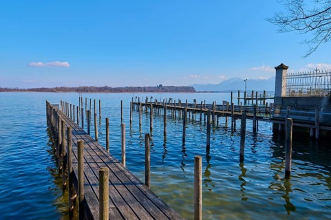 Lake Ciemsee with wooden jetty