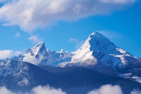 Watzmann massif at sunrise in winter