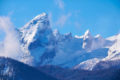 Watzmann massif at sunrise in winter