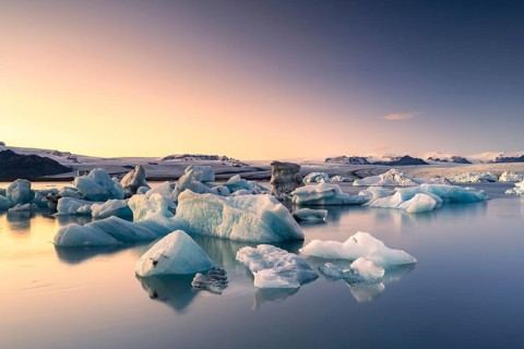Joekulsarlon glacier lagoon in the evening mood