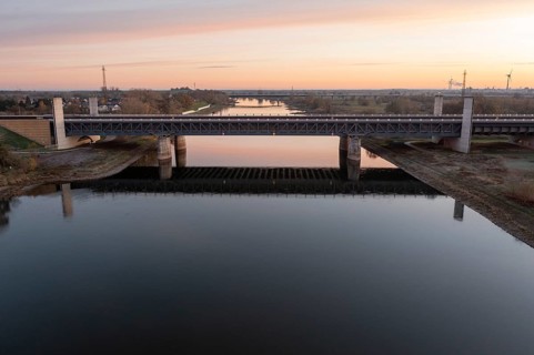 Sunset at the Magdeburg waterway junction
