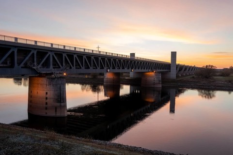 Sunset at the Magdeburg waterway junction