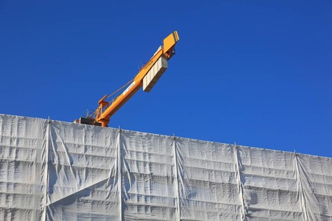 Large construction site of an office building