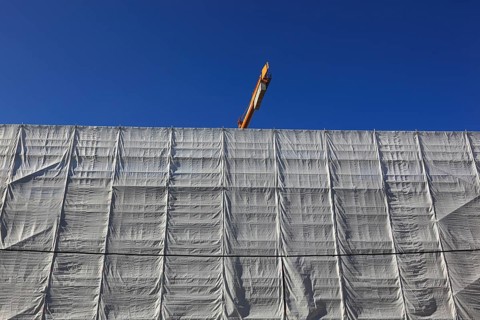Large construction site of an office building