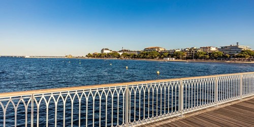 Town view with jetty and promenade