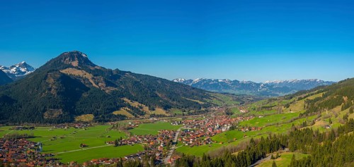 Panorama into the Ostrachtal valley with Bad Oberdorf