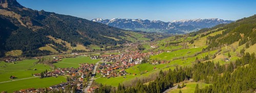 Panorama into the Ostrachtal with Bad Oberdorf and Bad Hindelang