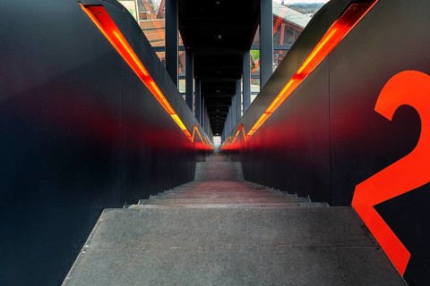 Illuminated staircase downwards