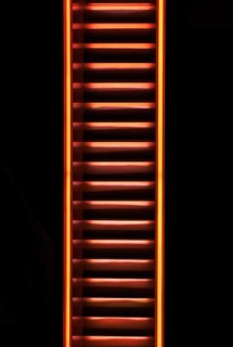 Illuminated staircase from behind