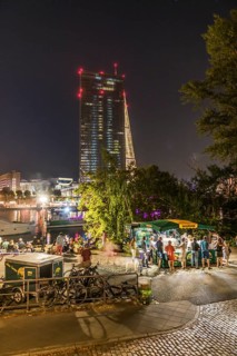 Summer festival on the Main with the European Central Bank ECB in the evening