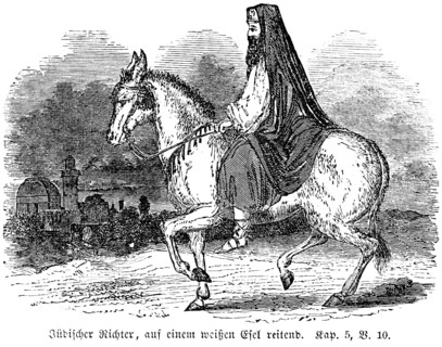 Jewish judge riding on a white donkey