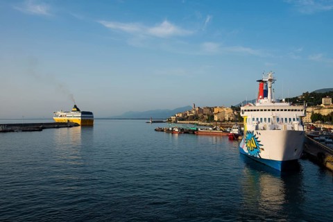 City view with ferry port