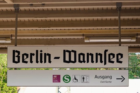 Stop sign on the platform