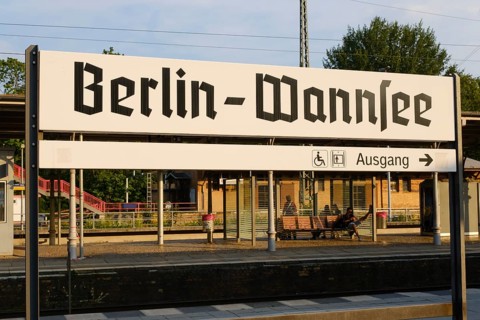 Stop sign on the platform