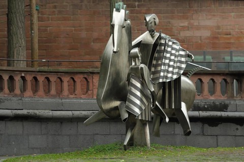 Sculpture Saint Martin and Beggar by Albert Sous 1997
