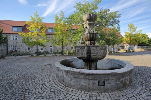 Triple bowl fountain built in 1600 in front of the castle