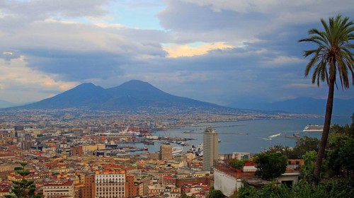 Naples panoramic view with Vesuvius