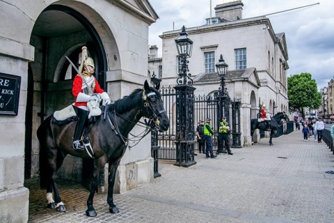 Guardsmen of the Royal Horse Guards in Whitehall