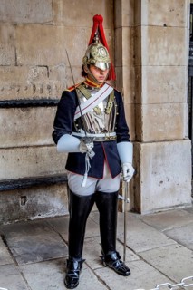 Guard soldier of the Royal Horse Guards in Whitehall