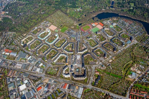 Aerial view of the large housing estate Steilshoop