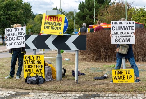 Protest at busy roundabaout