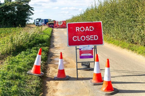 Road closed country lane