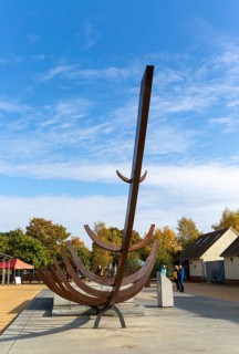 Steel frame of ship burial