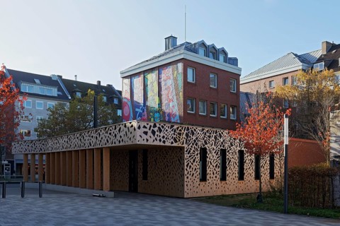 Modern cycle station of the Duesseldorf University of Applied Sciences
