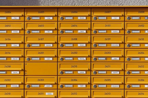 Many letterboxes of a student housing complex