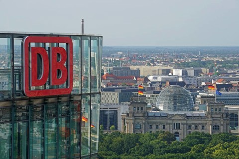 View from Kollhoff Tower to Deutsche Bahn DB Headquarters