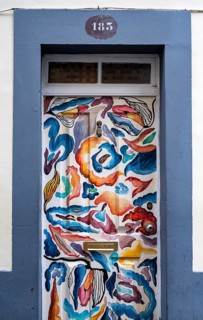 Colourfully painted door
