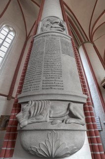 Column with a memorial inscription of those killed in the First World War 1914-1918