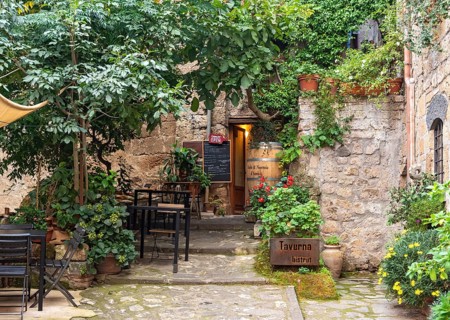 Courtyard with flowerpots