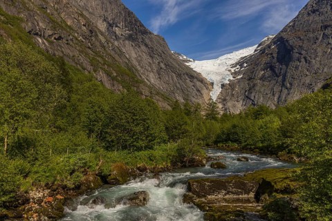 Stream in front of the Briksdalsbreen glacier