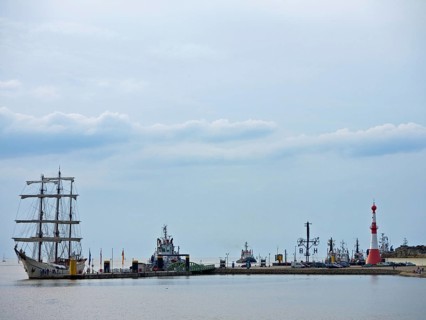 Tall ship Artemis at the Seebaederkaje.Bremerhaven