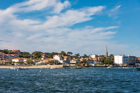 Town view with beach and promenade