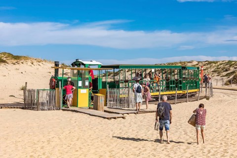 Historic museum railway on the beach of Cap Ferret