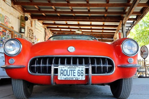 Corvette at the Hackberry General Store on historic Route 66. Kingman