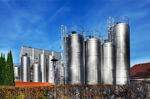 Steel silos at Kaeserei Edelweiss GmbH & Co. KG in Kempten