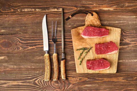 Top view of fresh raw beef brisket flat steak